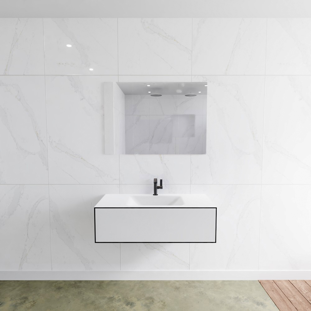 MONDIAZ LAGOM 100cm mueble de baño solid surface Urban 1 cajón lavabo CLOUD Centro 1 orificio 2 MONDIAZ LAGOM 100cm mueble de baño solid surface Urban 1 cajón lavabo CLOUD Centro 1 orificio - Imagen 2