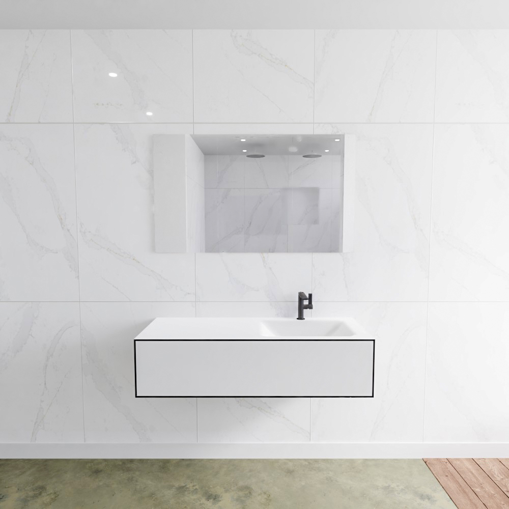 MONDIAZ LAGOM 120cm mueble de baño solid surface Urban 1 cajón lavabo CLOUD Derecho 1 orificio 2 MONDIAZ LAGOM 120cm mueble de baño solid surface Urban 1 cajón lavabo CLOUD Derecho 1 orificio - Imagen 2