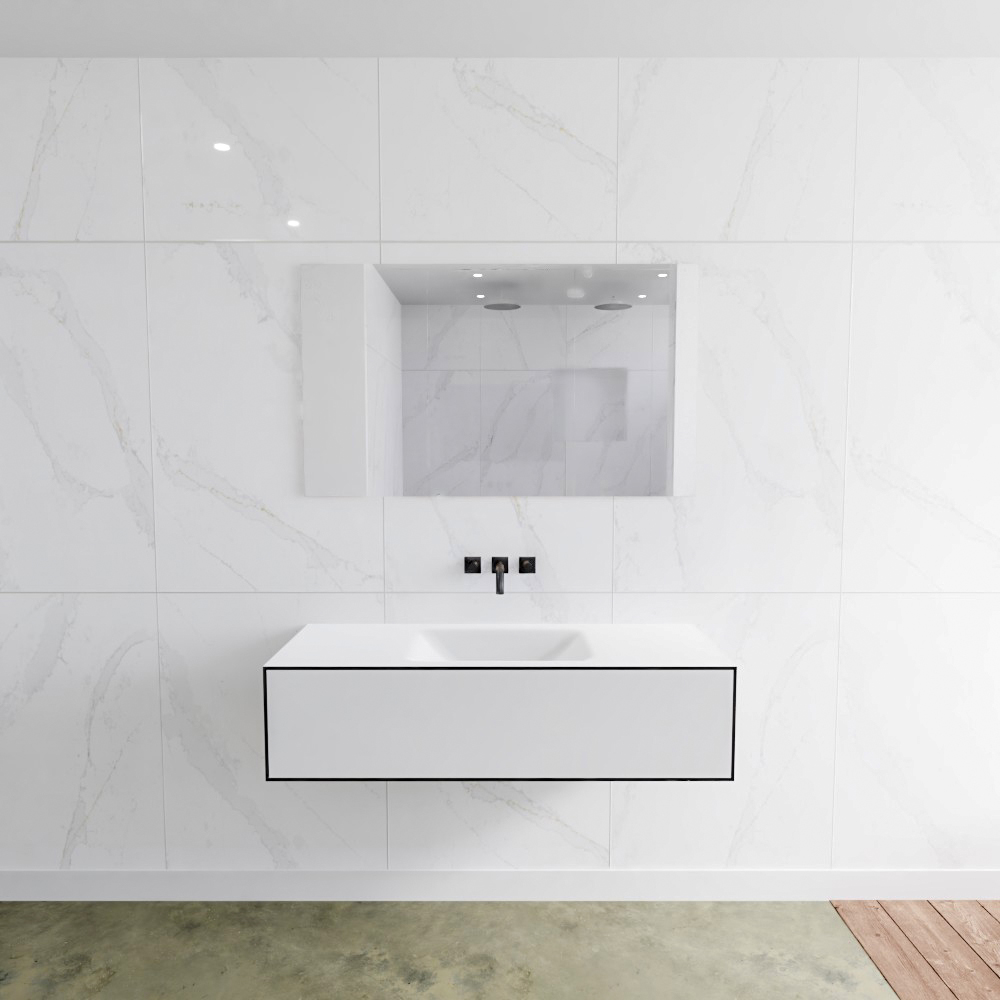 MONDIAZ LAGOM 120cm mueble de baño solid surface Urban 1 cajón lavabo CLOUD Centro sin orificio 2 MONDIAZ LAGOM 120cm mueble de baño solid surface Urban 1 cajón lavabo CLOUD Centro sin orificio - Imagen 2