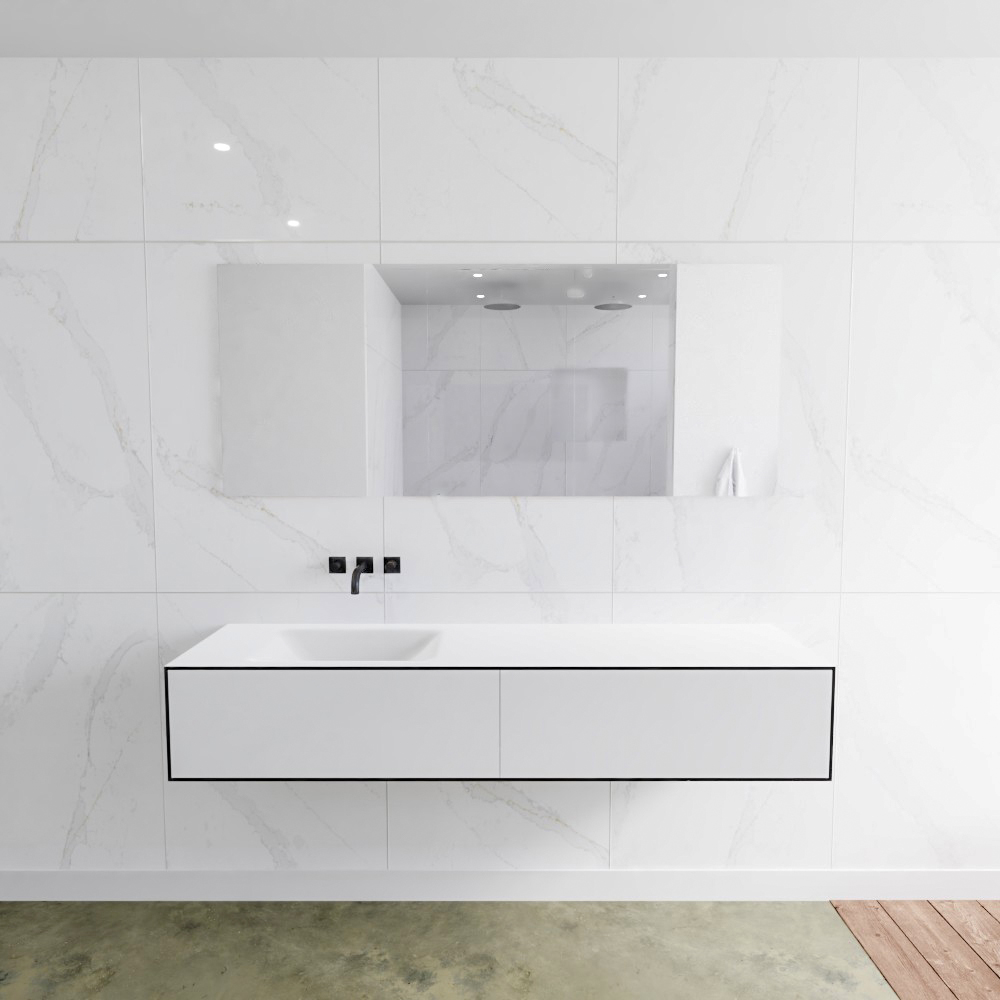 MONDIAZ LAGOM 170cm mueble de baño solid surface Urban 2 cajones lavabo CLOUD Izquierda sin orificio 2 MONDIAZ LAGOM 170cm mueble de baño solid surface Urban 2 cajones lavabo CLOUD Izquierda sin orificio - Imagen 2
