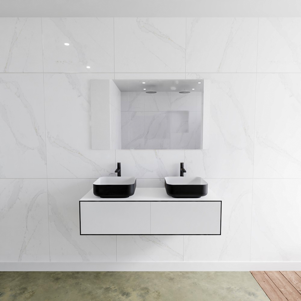 MONDIAZ LAGOM 120cm mueble de baño solid surface Urban 2 cajones BINX Doble 2 orificios 2 MONDIAZ LAGOM 120cm mueble de baño solid surface Urban 2 cajones BINX Doble 2 orificios - Imagen 2
