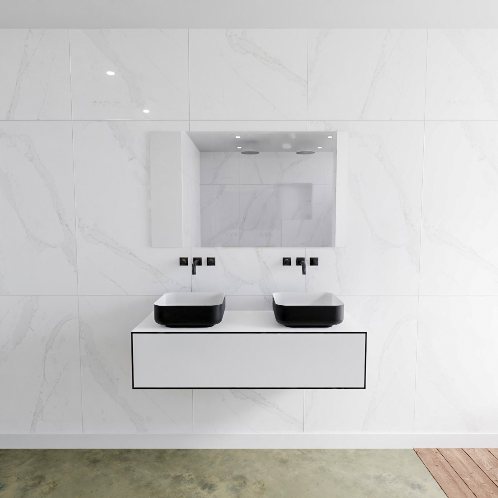MONDIAZ LAGOM 120cm mueble de baño solid surface Urban 1 cajón BINX Doble sin orificio 2 MONDIAZ LAGOM 120cm mueble de baño solid surface Urban 1 cajón BINX Doble sin orificio - Imagen 2