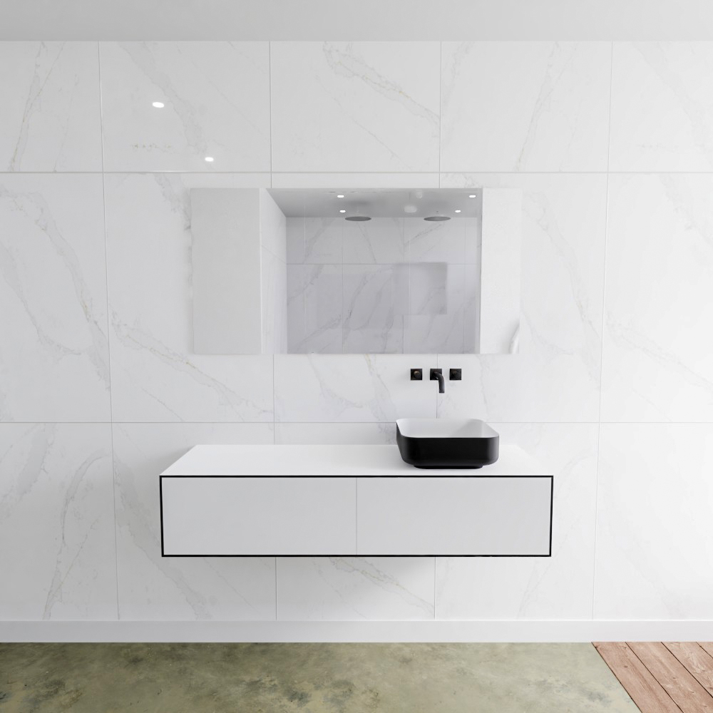 MONDIAZ LAGOM 140cm mueble de baño solid surface Urban 2 cajones BINX Derecho sin orificio 2 MONDIAZ LAGOM 140cm mueble de baño solid surface Urban 2 cajones BINX Derecho sin orificio - Imagen 2