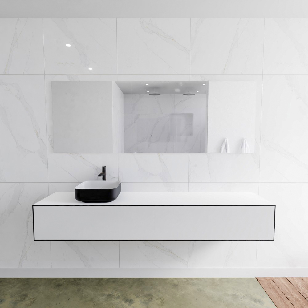 MONDIAZ LAGOM 200cm mueble de baño solid surface Urban 2 cajones BINX Izquierda 1 orificio 2 MONDIAZ LAGOM 200cm mueble de baño solid surface Urban 2 cajones BINX Izquierda 1 orificio - Imagen 2