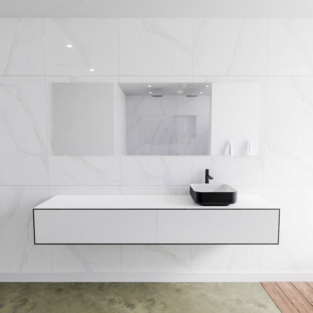 MONDIAZ LAGOM 200cm mueble de baño solid surface Urban 2 cajones BINX Derecho 1 orificio 2 MONDIAZ LAGOM 200cm mueble de baño solid surface Urban 2 cajones BINX Derecho 1 orificio - Imagen 2