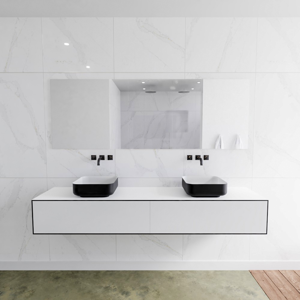 MONDIAZ LAGOM 200cm mueble de baño solid surface Urban 2 cajones BINX Doble sin orificio 2 MONDIAZ LAGOM 200cm mueble de baño solid surface Urban 2 cajones BINX Doble sin orificio - Imagen 2