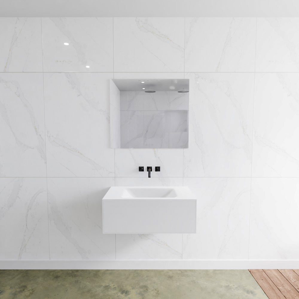 MONDIAZ LAGOM 80cm mueble de baño solid surface Talc 1 cajón lavabo CLOUD Centro sin orificio 2 MONDIAZ LAGOM 80cm mueble de baño solid surface Talc 1 cajón lavabo CLOUD Centro sin orificio - Imagen 2