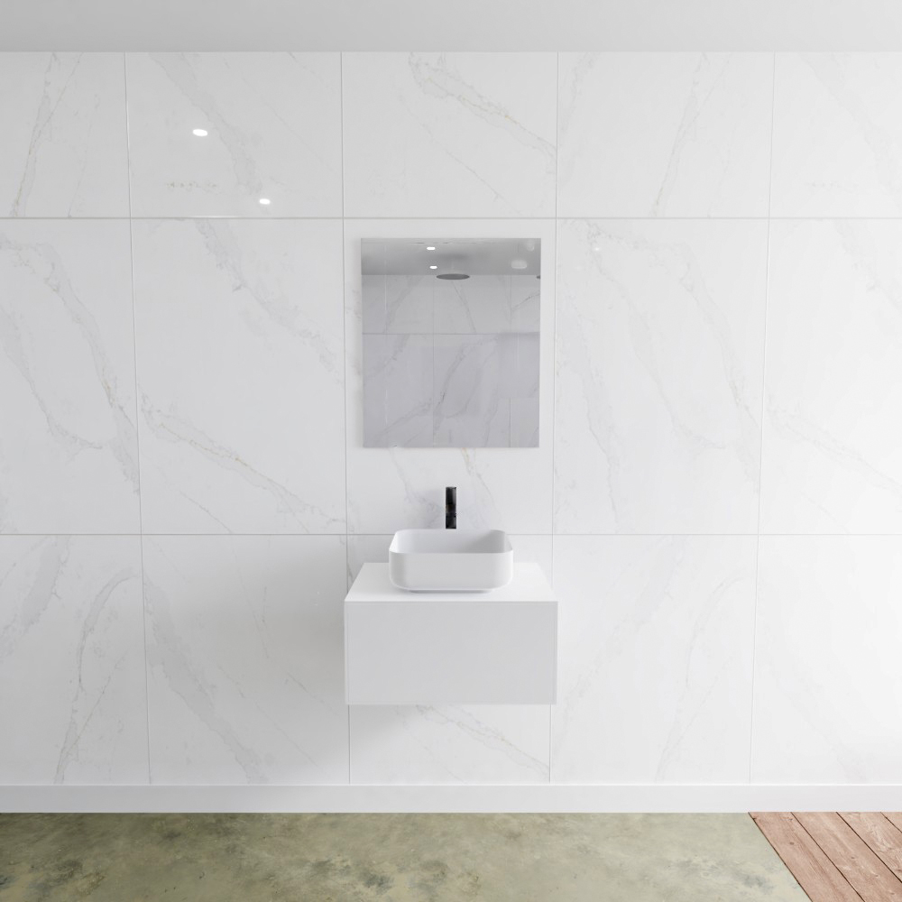 MONDIAZ LAGOM 60cm mueble de baño solid surface Talc 1 cajón BINX Centro 1 orificio 2 MONDIAZ LAGOM 60cm mueble de baño solid surface Talc 1 cajón BINX Centro 1 orificio - Imagen 2