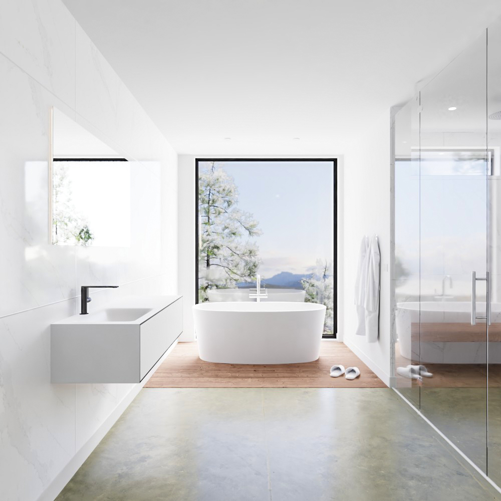 MONDIAZ LAGOM 130cm mueble de baño solid surface Urban 2 cajones lavabo CLOUD Izquierda 1 orificio 3 MONDIAZ LAGOM 130cm mueble de baño solid surface Urban 2 cajones lavabo CLOUD Izquierda 1 orificio - Imagen 3