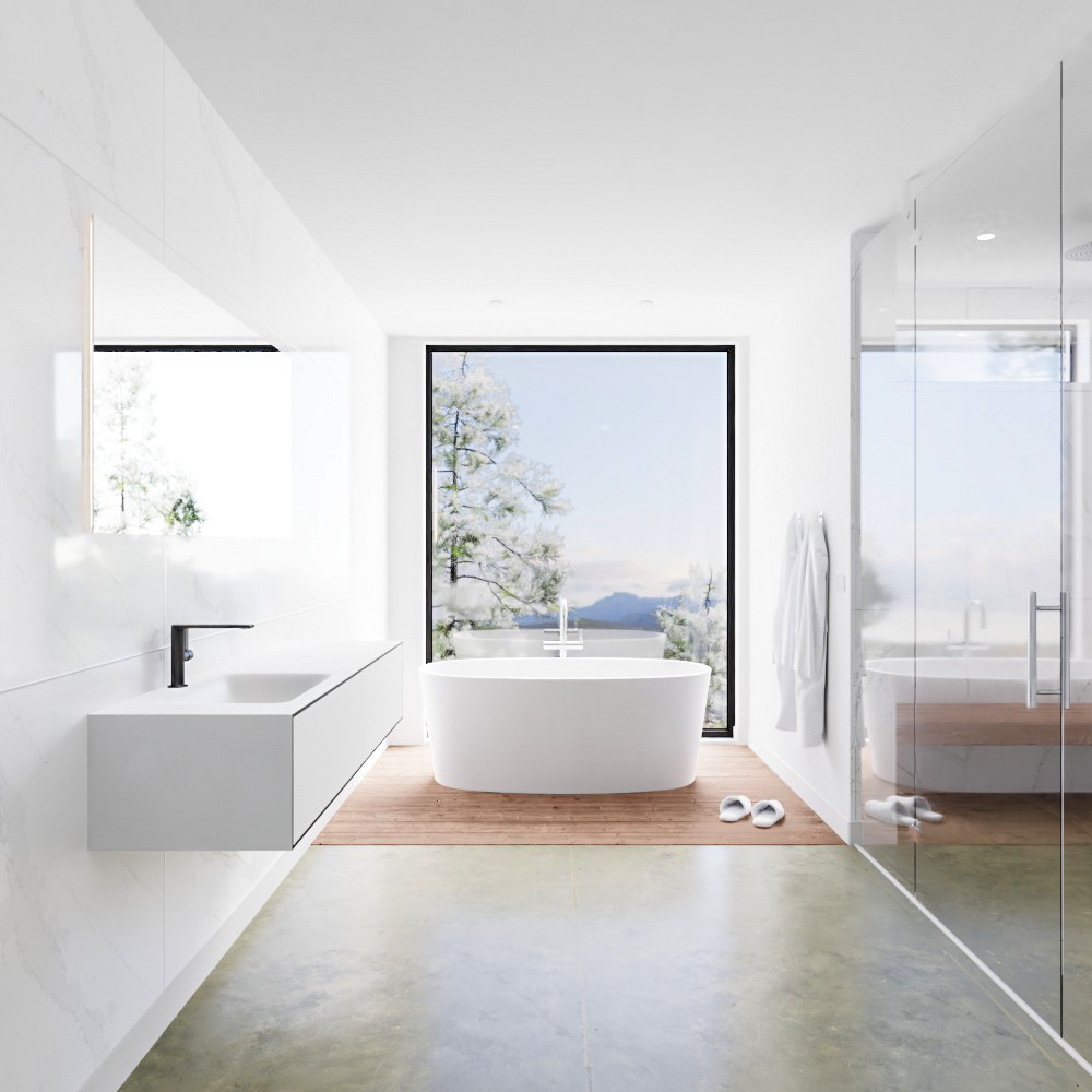 MONDIAZ LAGOM 150cm mueble de baño solid surface Urban 2 cajones lavabo CLOUD Izquierda 1 orificio 3 MONDIAZ LAGOM 150cm mueble de baño solid surface Urban 2 cajones lavabo CLOUD Izquierda 1 orificio - Imagen 3