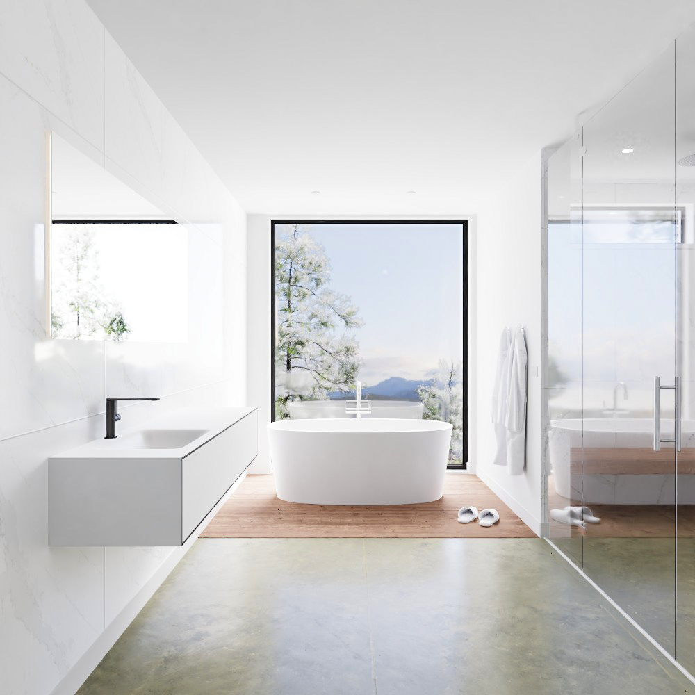 MONDIAZ LAGOM 160cm mueble de baño solid surface Urban 2 cajones lavabo CLOUD Izquierda 1 orificio 3 MONDIAZ LAGOM 160cm mueble de baño solid surface Urban 2 cajones lavabo CLOUD Izquierda 1 orificio - Imagen 3
