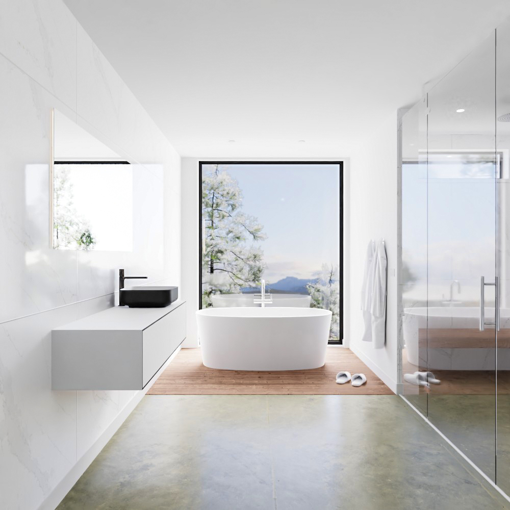 MONDIAZ LAGOM 130cm mueble de baño solid surface Urban 2 cajones BINX Derecho 1 orificio 3 MONDIAZ LAGOM 130cm mueble de baño solid surface Urban 2 cajones BINX Derecho 1 orificio - Imagen 3