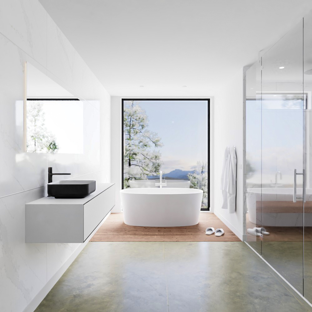 MONDIAZ LAGOM 150cm mueble de baño solid surface Urban 2 cajones BINX Izquierda 1 orificio 3 MONDIAZ LAGOM 150cm mueble de baño solid surface Urban 2 cajones BINX Izquierda 1 orificio - Imagen 3