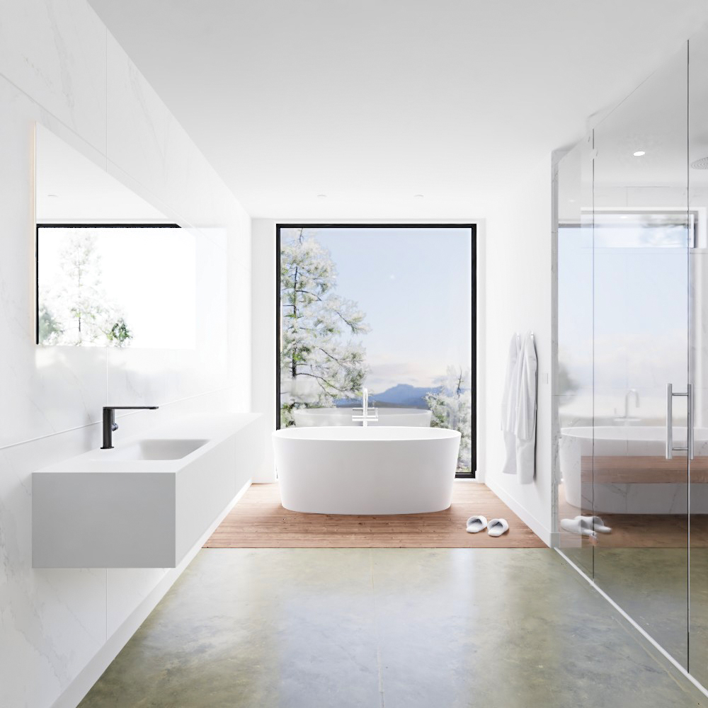 MONDIAZ LAGOM 180cm mueble de baño solid surface Talc 2 cajones lavabo CLOUD Izquierda 1 orificio 3 MONDIAZ LAGOM 180cm mueble de baño solid surface Talc 2 cajones lavabo CLOUD Izquierda 1 orificio - Imagen 3