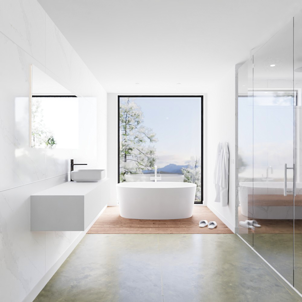 MONDIAZ LAGOM 130cm mueble de baño solid surface Talc 2 cajones BINX Derecho 1 orificio 3 MONDIAZ LAGOM 130cm mueble de baño solid surface Talc 2 cajones BINX Derecho 1 orificio - Imagen 3