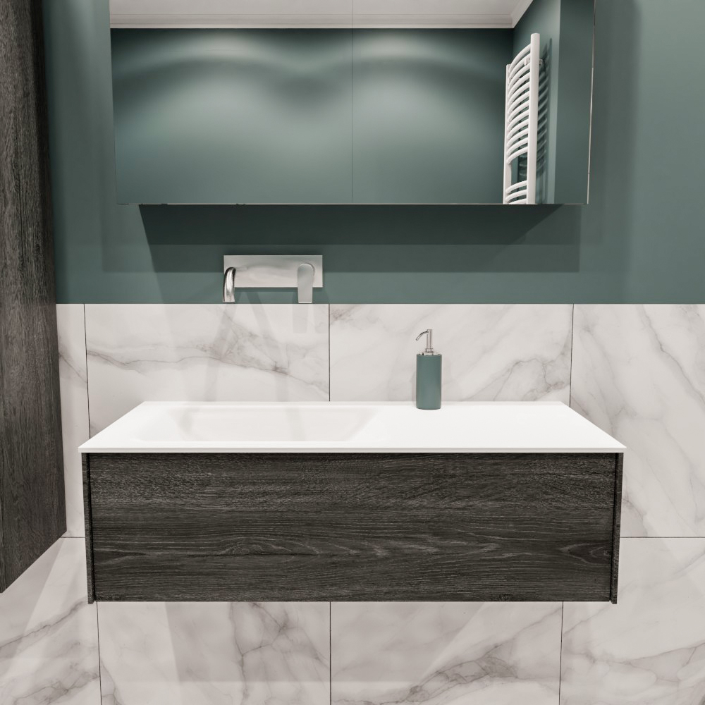 MONDIAZ LUSH 100cm mueble de baño Antracite 1 cajón lavabo CLOUD Izquierda sin orificio 2 MONDIAZ LUSH 100cm mueble de baño Antracite 1 cajón lavabo CLOUD Izquierda sin orificio - Imagen 2