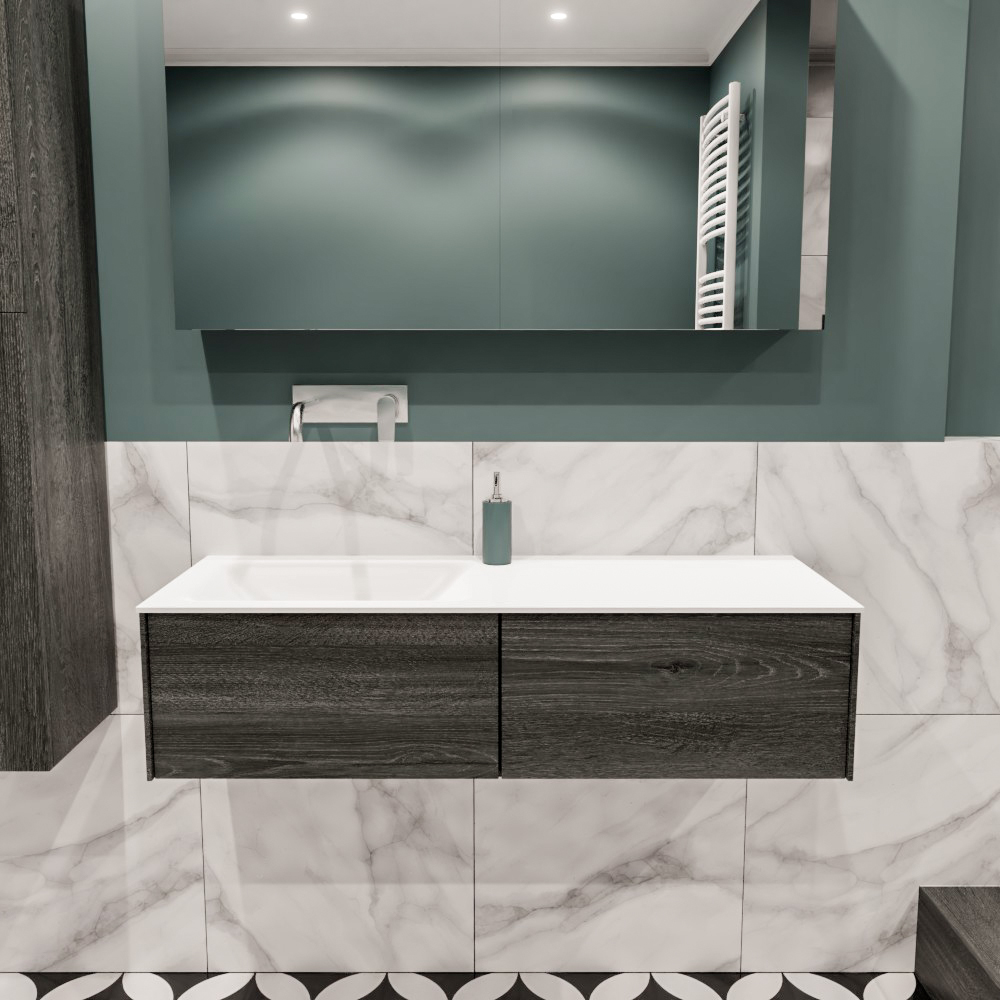 MONDIAZ LUSH 120cm mueble de baño Antracite 2 cajones lavabo CLOUD Izquierda sin orificio 2 MONDIAZ LUSH 120cm mueble de baño Antracite 2 cajones lavabo CLOUD Izquierda sin orificio - Imagen 2