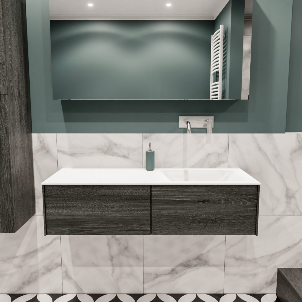 MONDIAZ LUSH 120cm mueble de baño Antracite 2 cajones lavabo CLOUD Derecho sin orificio 2 MONDIAZ LUSH 120cm mueble de baño Antracite 2 cajones lavabo CLOUD Derecho sin orificio - Imagen 2