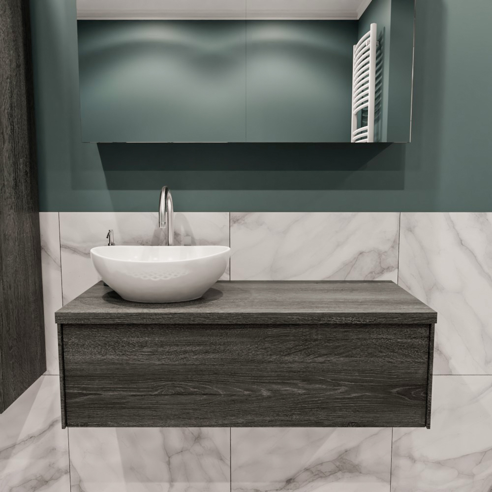 MONDIAZ LUSH 100cm mueble de baño Antracite 1 cajón lavabo BARCO Izquierda 1 orificio 2 MONDIAZ LUSH 100cm mueble de baño Antracite 1 cajón lavabo BARCO Izquierda 1 orificio - Imagen 2