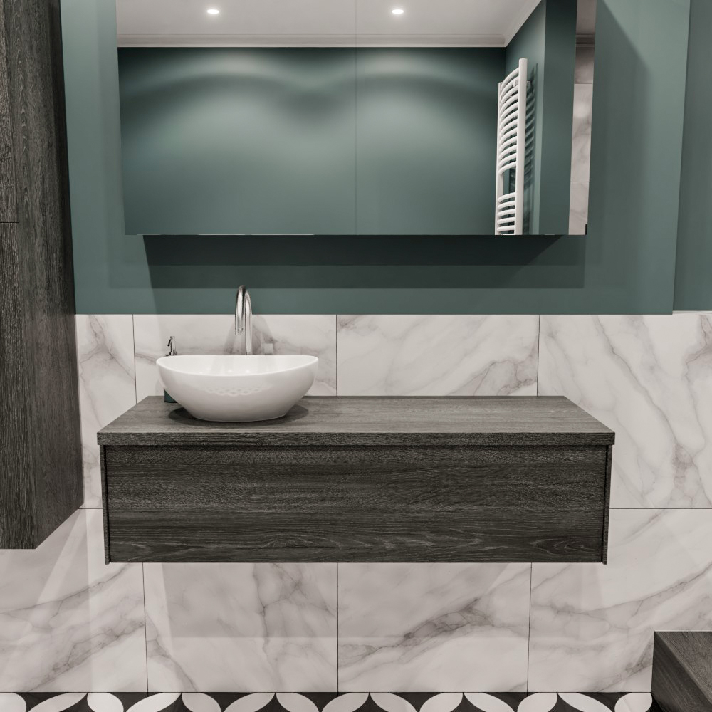 MONDIAZ LUSH 120cm mueble de baño Antracite 1 cajón lavabo BARCO Izquierda 1 orificio 2 MONDIAZ LUSH 120cm mueble de baño Antracite 1 cajón lavabo BARCO Izquierda 1 orificio - Imagen 2