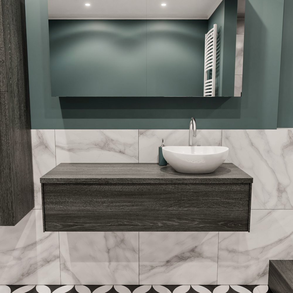MONDIAZ LUSH 120cm mueble de baño Antracite 1 cajón lavabo BARCO Derecho 1 orificio 2 MONDIAZ LUSH 120cm mueble de baño Antracite 1 cajón lavabo BARCO Derecho 1 orificio - Imagen 2