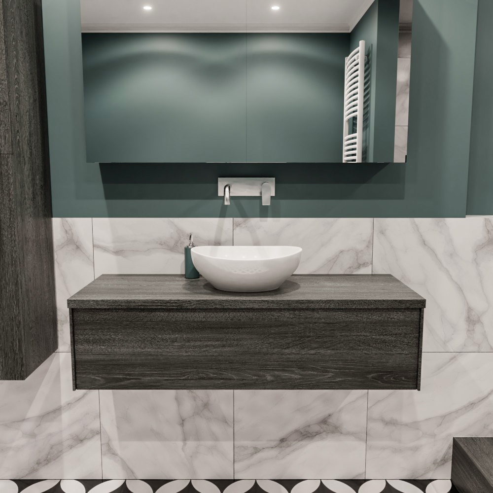 MONDIAZ LUSH 120cm mueble de baño Antracite 1 cajón lavabo BARCO Centro sin orificio 2 MONDIAZ LUSH 120cm mueble de baño Antracite 1 cajón lavabo BARCO Centro sin orificio - Imagen 2