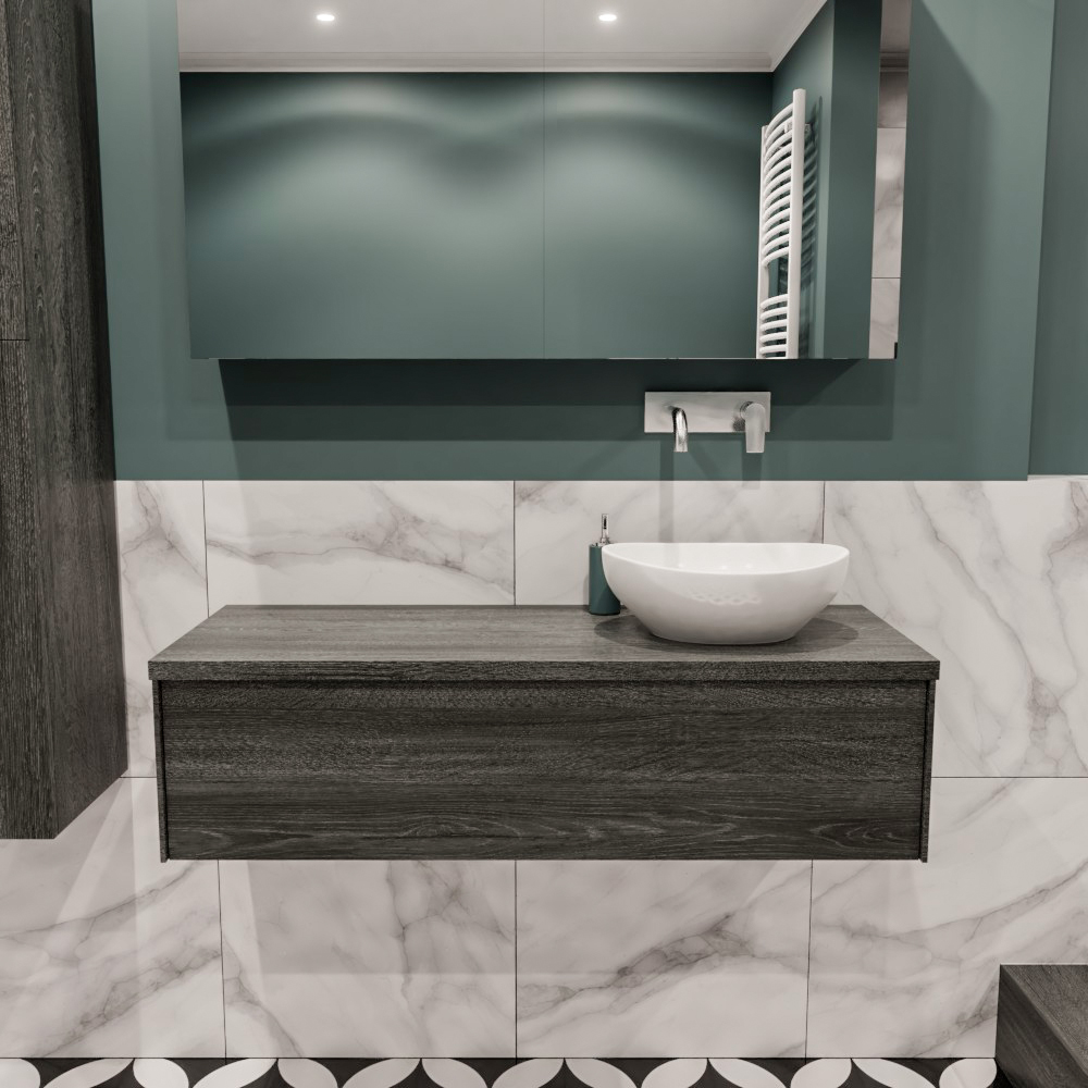 MONDIAZ LUSH 120cm mueble de baño Antracite 1 cajón lavabo BARCO Derecho sin orificio 2 MONDIAZ LUSH 120cm mueble de baño Antracite 1 cajón lavabo BARCO Derecho sin orificio - Imagen 2