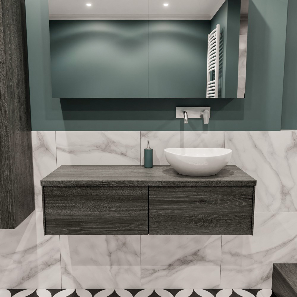 MONDIAZ LUSH 120cm mueble de baño Antracite 2 cajones lavabo BARCO Derecho sin orificio 2 MONDIAZ LUSH 120cm mueble de baño Antracite 2 cajones lavabo BARCO Derecho sin orificio - Imagen 2