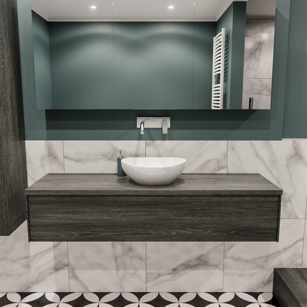 MONDIAZ LUSH 150cm mueble de baño Antracite 1 cajón lavabo BARCO Centro sin orificio 2 MONDIAZ LUSH 150cm mueble de baño Antracite 1 cajón lavabo BARCO Centro sin orificio - Imagen 2