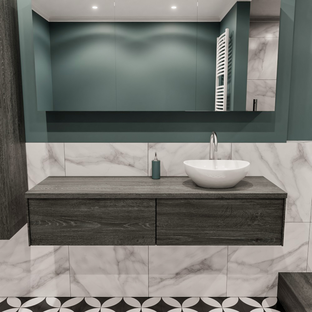 MONDIAZ LUSH 150cm mueble de baño Antracite 2 cajones lavabo BARCO Derecho 1 orificio 2 MONDIAZ LUSH 150cm mueble de baño Antracite 2 cajones lavabo BARCO Derecho 1 orificio - Imagen 2