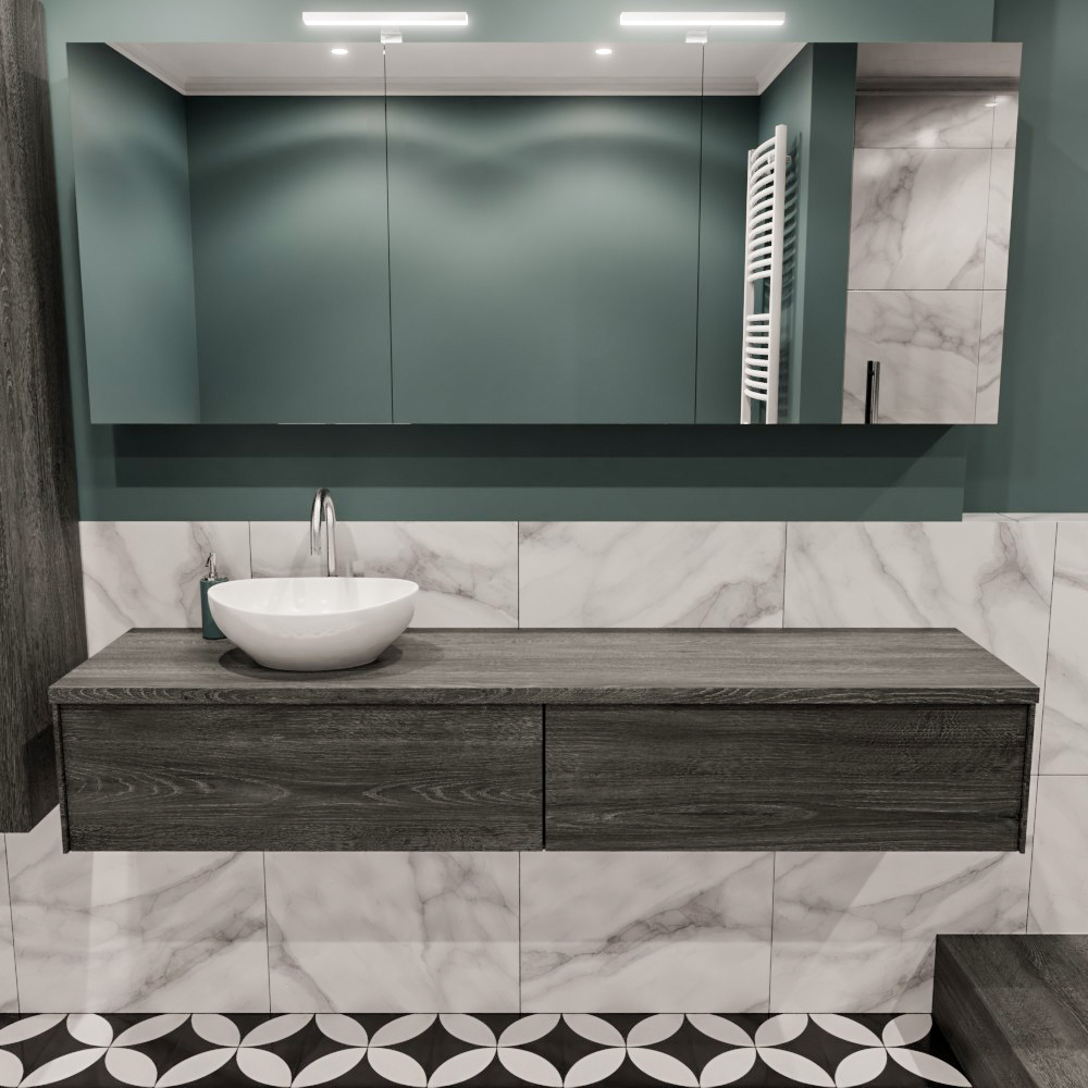 MONDIAZ LUSH 180cm mueble de baño Antracite 2 cajones lavabo BARCO Izquierda 1 orificio 2 MONDIAZ LUSH 180cm mueble de baño Antracite 2 cajones lavabo BARCO Izquierda 1 orificio - Imagen 2