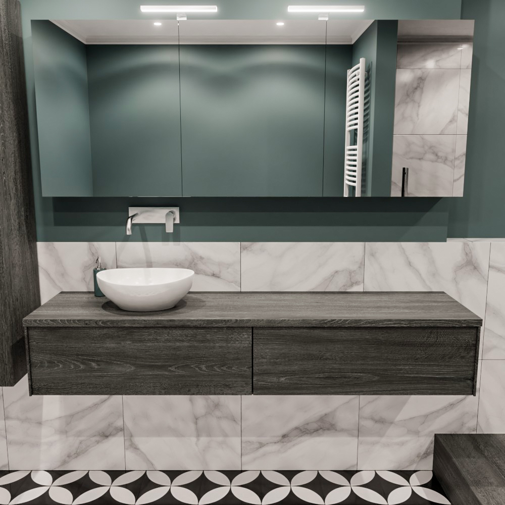 MONDIAZ LUSH 180cm mueble de baño Antracite 2 cajones lavabo BARCO Izquierda sin orificio 2 MONDIAZ LUSH 180cm mueble de baño Antracite 2 cajones lavabo BARCO Izquierda sin orificio - Imagen 2