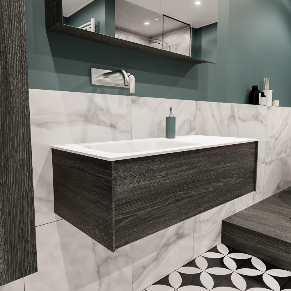 MONDIAZ LUSH 100cm mueble de baño Antracite 1 cajón lavabo CLOUD Izquierda sin orificio 3 MONDIAZ LUSH 100cm mueble de baño Antracite 1 cajón lavabo CLOUD Izquierda sin orificio - Imagen 3