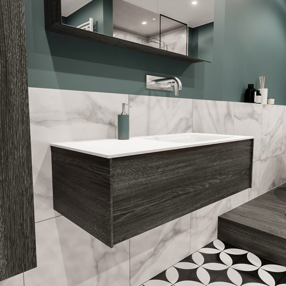 MONDIAZ LUSH 100cm mueble de baño Antracite 1 cajón lavabo CLOUD Derecho sin orificio 3 MONDIAZ LUSH 100cm mueble de baño Antracite 1 cajón lavabo CLOUD Derecho sin orificio - Imagen 3
