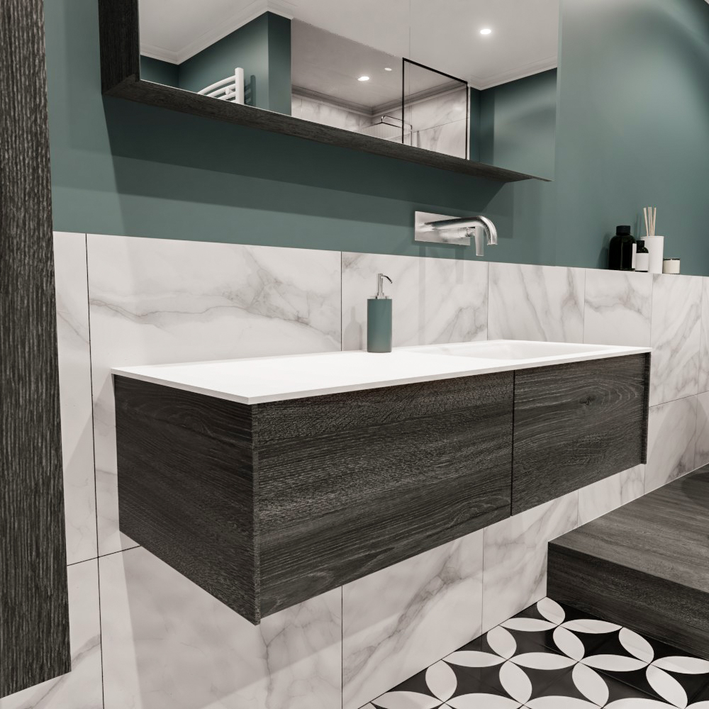 MONDIAZ LUSH 120cm mueble de baño Antracite 2 cajones lavabo CLOUD Derecho sin orificio 3 MONDIAZ LUSH 120cm mueble de baño Antracite 2 cajones lavabo CLOUD Derecho sin orificio - Imagen 3