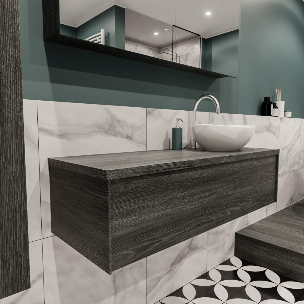 MONDIAZ LUSH 120cm mueble de baño Antracite 1 cajón lavabo BARCO Derecho 1 orificio 3 MONDIAZ LUSH 120cm mueble de baño Antracite 1 cajón lavabo BARCO Derecho 1 orificio - Imagen 3