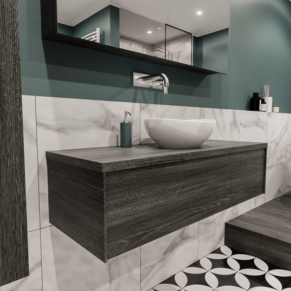 MONDIAZ LUSH 120cm mueble de baño Antracite 1 cajón lavabo BARCO Centro sin orificio 3 MONDIAZ LUSH 120cm mueble de baño Antracite 1 cajón lavabo BARCO Centro sin orificio - Imagen 3