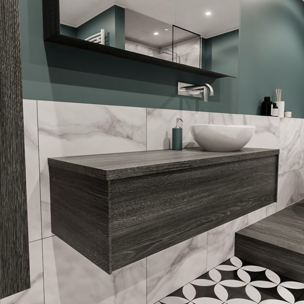 MONDIAZ LUSH 120cm mueble de baño Antracite 1 cajón lavabo BARCO Derecho sin orificio 3 MONDIAZ LUSH 120cm mueble de baño Antracite 1 cajón lavabo BARCO Derecho sin orificio - Imagen 3
