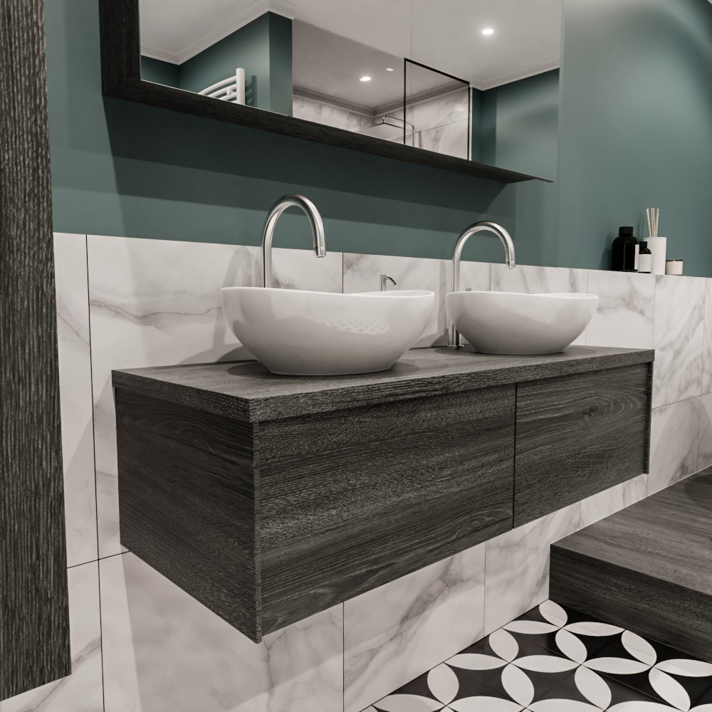 MONDIAZ LUSH 120cm mueble de baño Antracite 2 cajones lavabo BARCO Doble 2 orificios 3 MONDIAZ LUSH 120cm mueble de baño Antracite 2 cajones lavabo BARCO Doble 2 orificios - Imagen 3