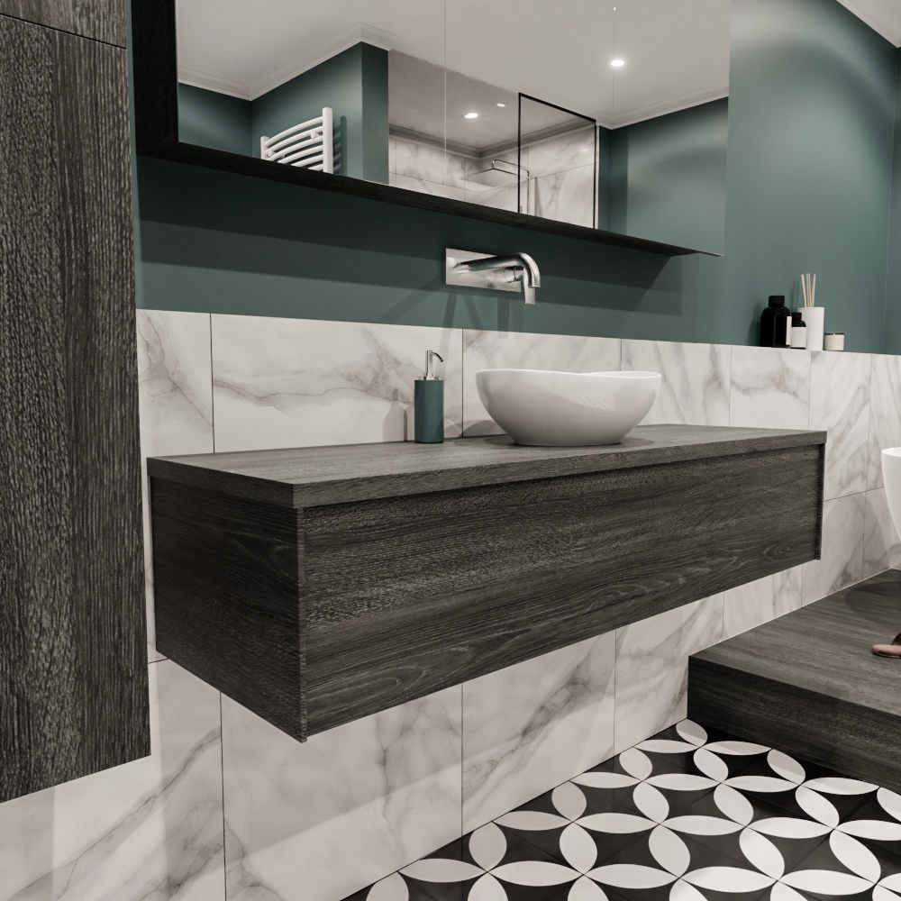 MONDIAZ LUSH 150cm mueble de baño Antracite 1 cajón lavabo BARCO Centro sin orificio 3 MONDIAZ LUSH 150cm mueble de baño Antracite 1 cajón lavabo BARCO Centro sin orificio - Imagen 3