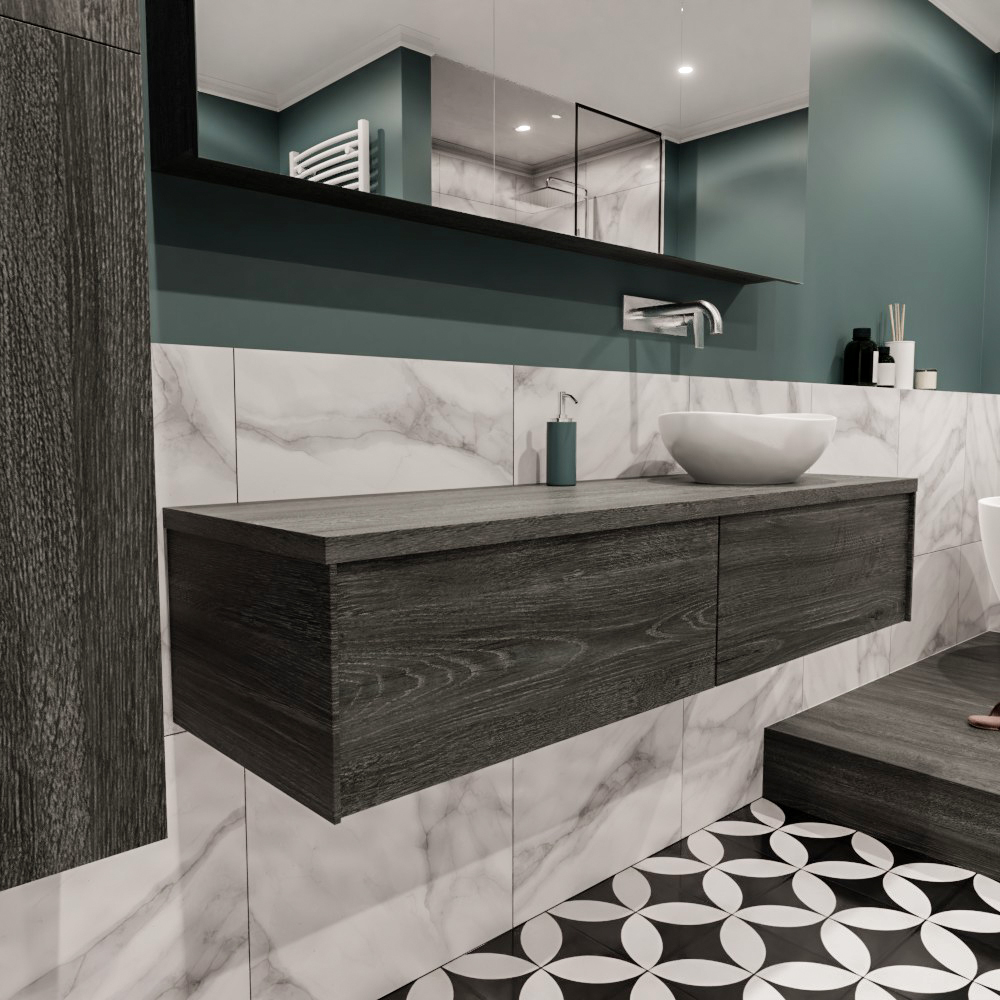 MONDIAZ LUSH 150cm mueble de baño Antracite 2 cajones lavabo BARCO Derecho sin orificio 3 MONDIAZ LUSH 150cm mueble de baño Antracite 2 cajones lavabo BARCO Derecho sin orificio - Imagen 3