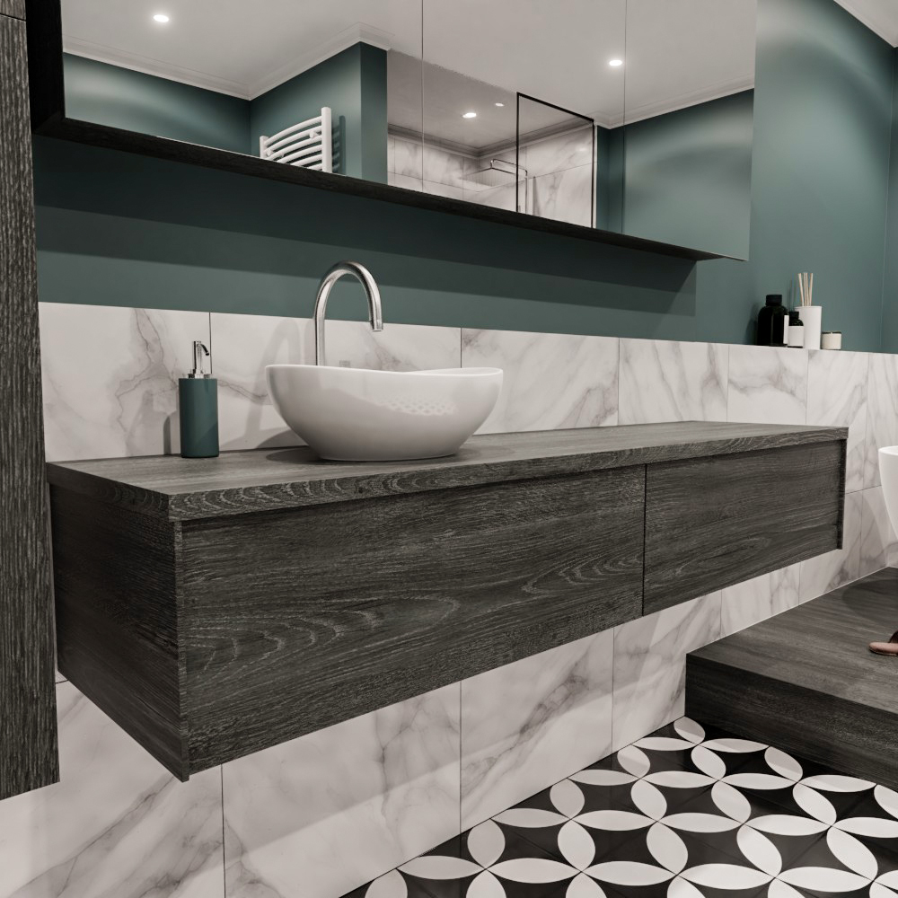 MONDIAZ LUSH 180cm mueble de baño Antracite 2 cajones lavabo BARCO Izquierda 1 orificio 3 MONDIAZ LUSH 180cm mueble de baño Antracite 2 cajones lavabo BARCO Izquierda 1 orificio - Imagen 3