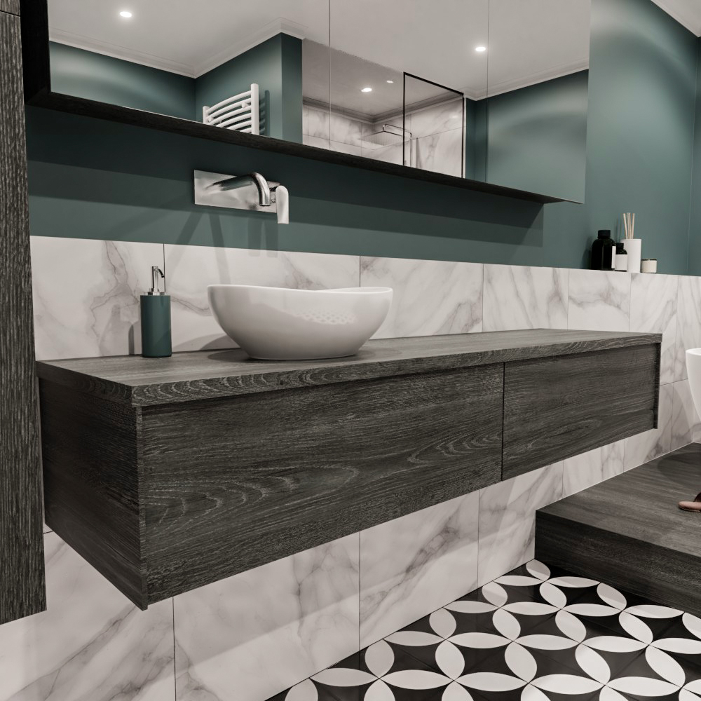 MONDIAZ LUSH 180cm mueble de baño Antracite 2 cajones lavabo BARCO Izquierda sin orificio 3 MONDIAZ LUSH 180cm mueble de baño Antracite 2 cajones lavabo BARCO Izquierda sin orificio - Imagen 3