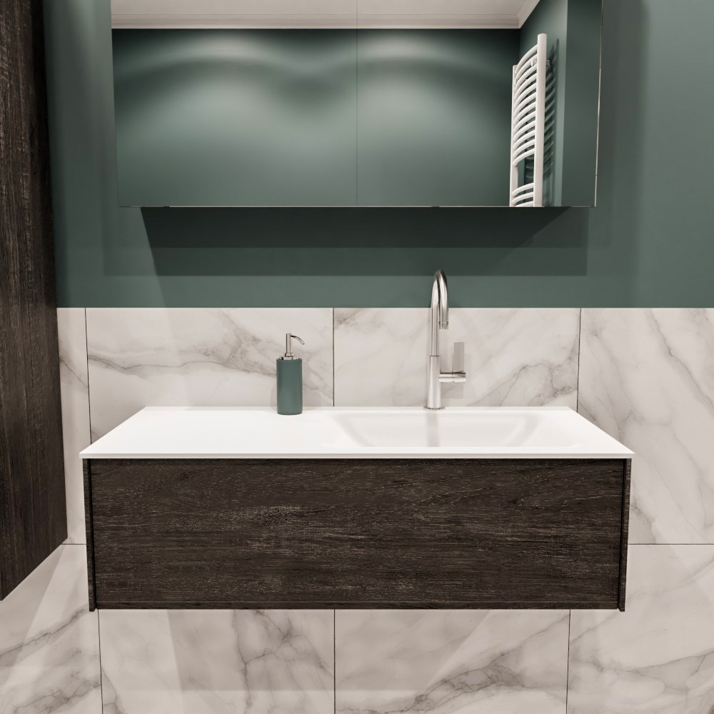 MONDIAZ LUSH 100cm mueble de baño Dark Brown 1 cajón lavabo CLOUD Derecho 1 orificio 2 MONDIAZ LUSH 100cm mueble de baño Dark Brown 1 cajón lavabo CLOUD Derecho 1 orificio - Imagen 2