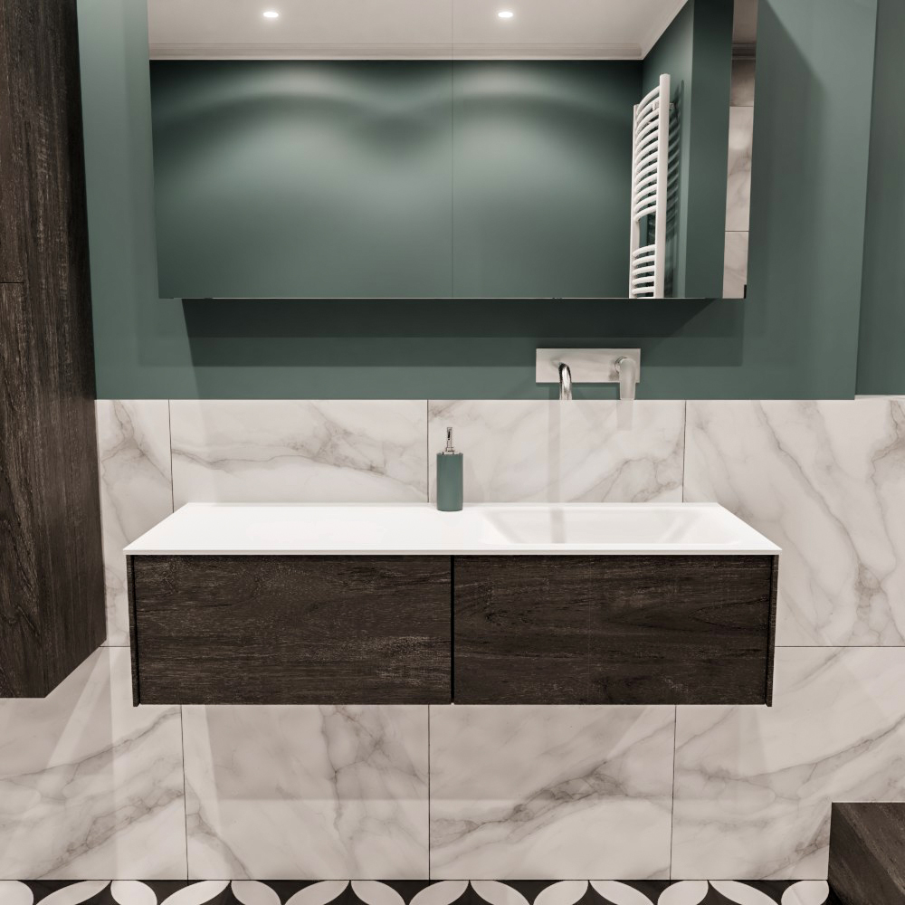 MONDIAZ LUSH 120cm mueble de baño Dark Brown 2 cajones lavabo CLOUD Derecho sin orificio 2 MONDIAZ LUSH 120cm mueble de baño Dark Brown 2 cajones lavabo CLOUD Derecho sin orificio - Imagen 2