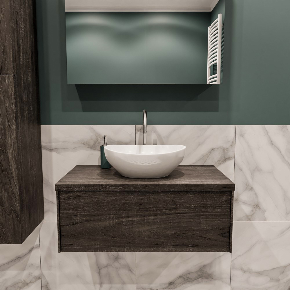 MONDIAZ LUSH 80cm mueble de baño Dark Brown 1 cajón lavabo BARCO Centro 1 orificio 2 MONDIAZ LUSH 80cm mueble de baño Dark Brown 1 cajón lavabo BARCO Centro 1 orificio - Imagen 2