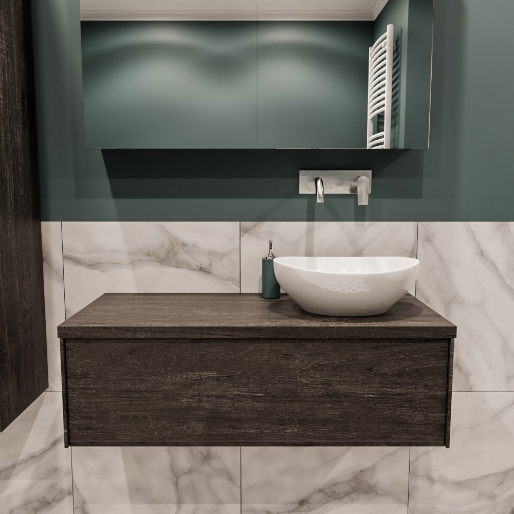 MONDIAZ LUSH 100cm mueble de baño Dark Brown 1 cajón lavabo BARCO Derecho sin orificio 2 MONDIAZ LUSH 100cm mueble de baño Dark Brown 1 cajón lavabo BARCO Derecho sin orificio - Imagen 2