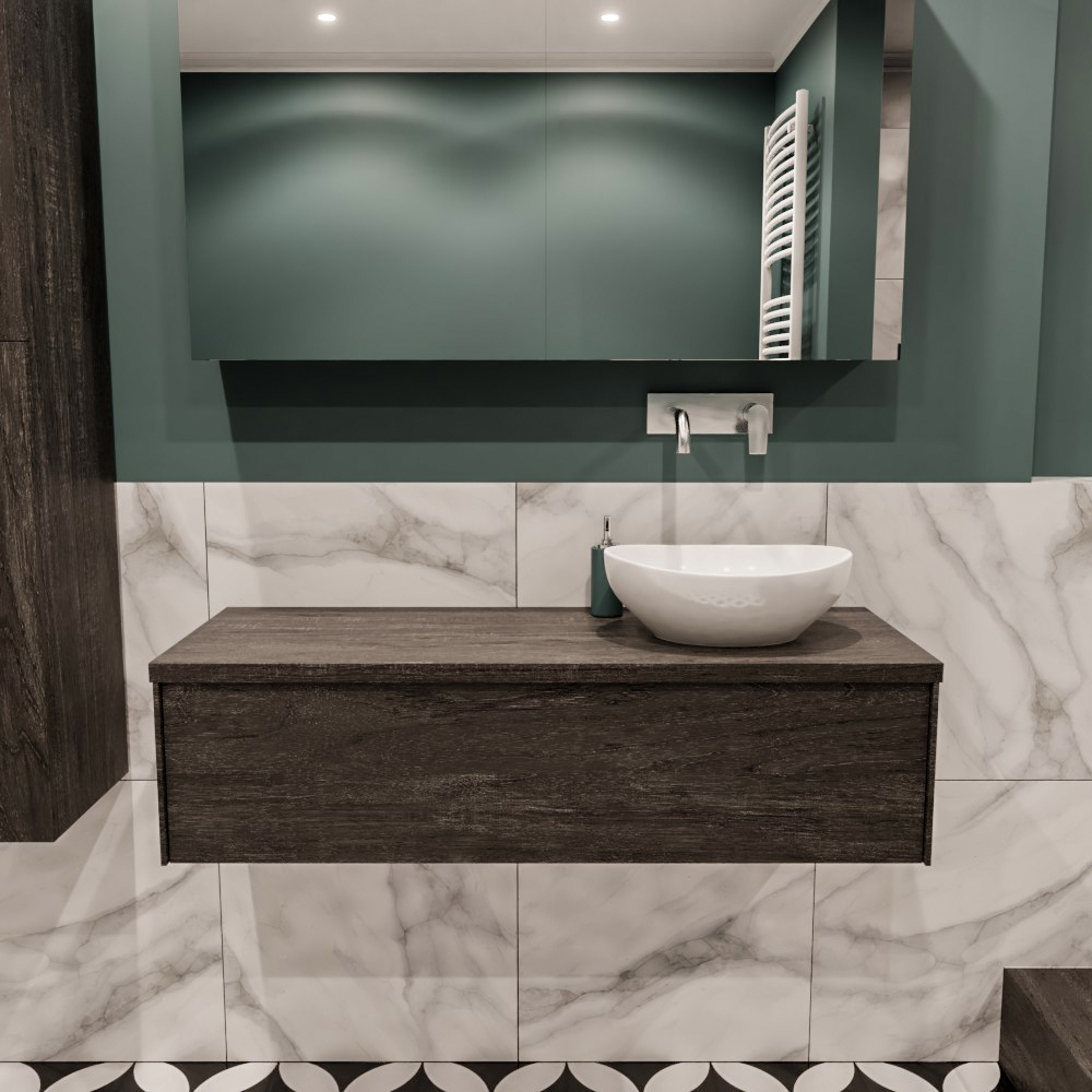 MONDIAZ LUSH 120cm mueble de baño Dark Brown 1 cajón lavabo BARCO Derecho sin orificio 2 MONDIAZ LUSH 120cm mueble de baño Dark Brown 1 cajón lavabo BARCO Derecho sin orificio - Imagen 2