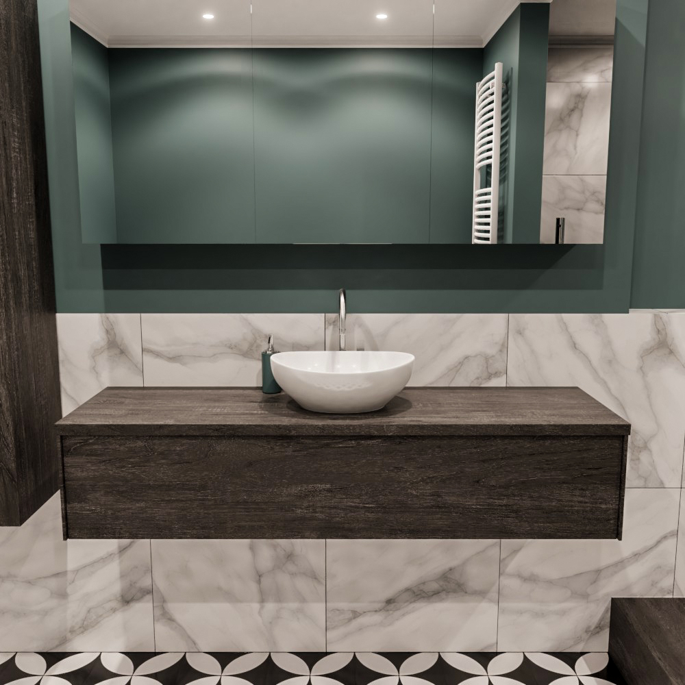MONDIAZ LUSH 150cm mueble de baño Dark Brown 1 cajón lavabo BARCO Centro 1 orificio 2 MONDIAZ LUSH 150cm mueble de baño Dark Brown 1 cajón lavabo BARCO Centro 1 orificio - Imagen 2