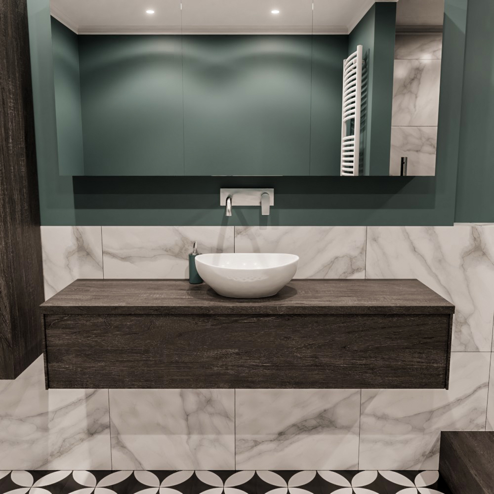 MONDIAZ LUSH 150cm mueble de baño Dark Brown 1 cajón lavabo BARCO Centro sin orificio 2 MONDIAZ LUSH 150cm mueble de baño Dark Brown 1 cajón lavabo BARCO Centro sin orificio - Imagen 2